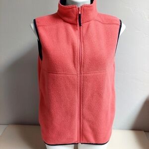 LL Bean Orange Vest Fleece Polartec‎  Full Zip Side Pockets Kids L